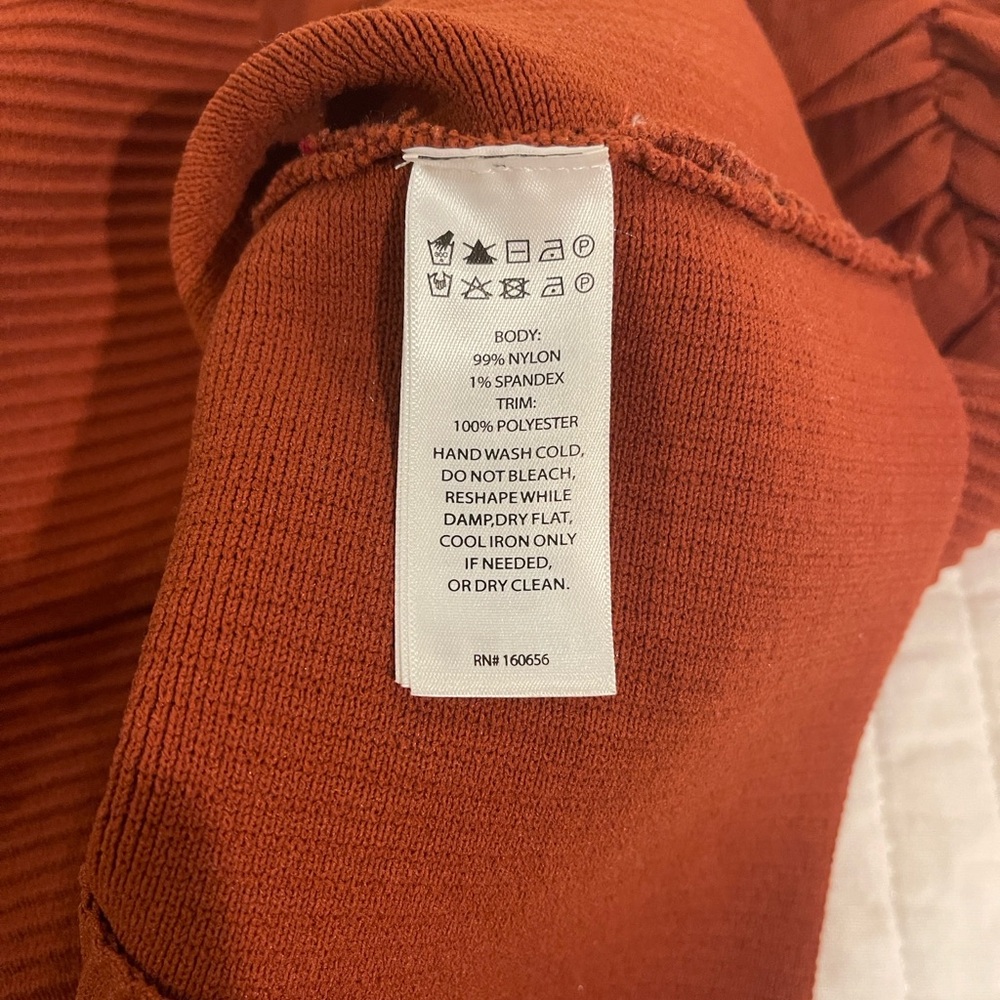 Anthropologie Bailey 44 RUST TULLE CAP SLEEVE RIBBED TOP FALL COLORS - Picture 9 of 10